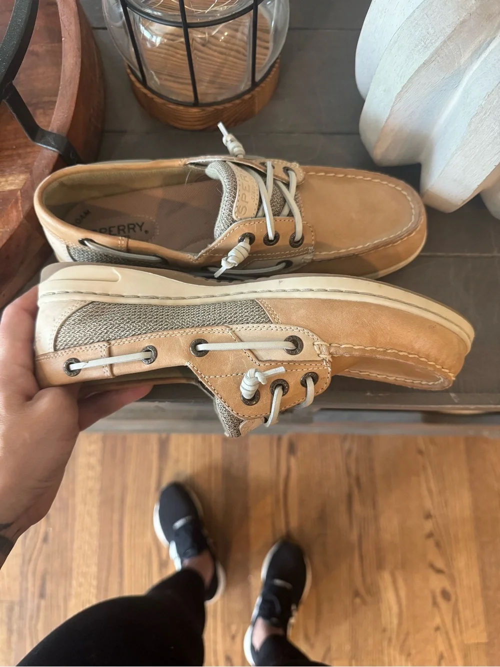 Sperry Top-Sider Tan Leather Boat Shoes Memory Foam Comfort Casual Size 7.5